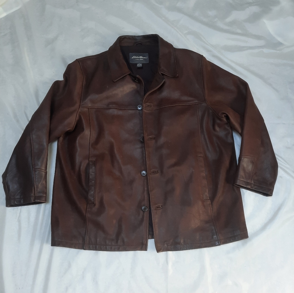 Eddie bauer brown leather jacket size XXL.
